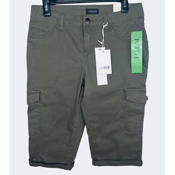 Evermore Womens Capri Cargo Pants Size 10P Olive Green - Picture 13 of 14